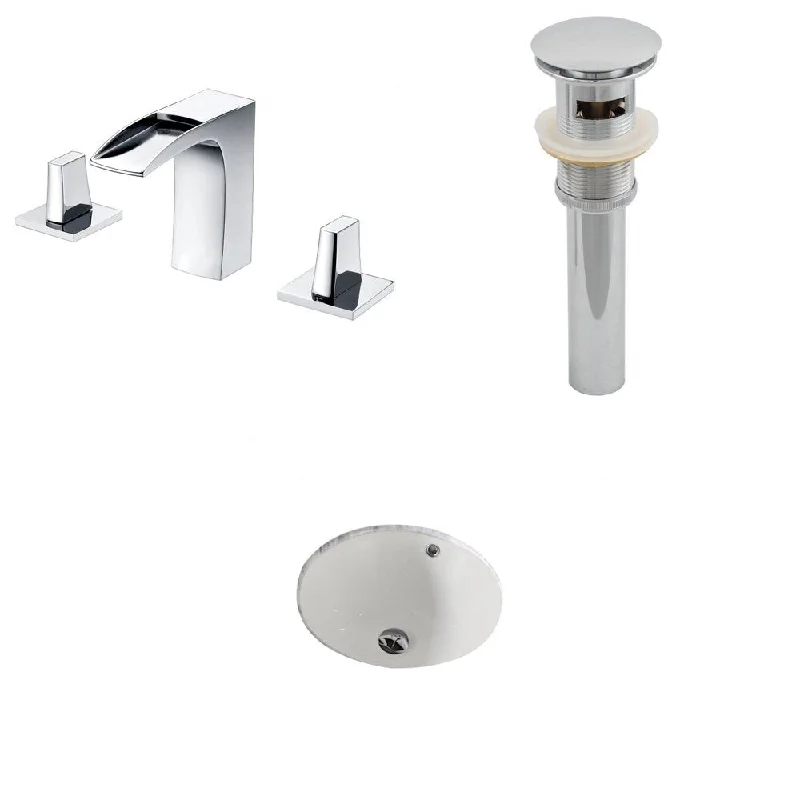 15.5-in. W x 15.5-in. D CUPC Round Undermount Sink Set In Biscuit With 8-in. o.c. CUPC Faucet And Drain