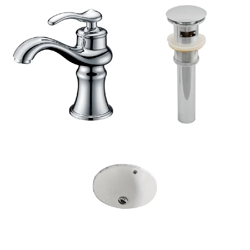 15.5-in. W x 15.5-in. D CUPC Round Undermount Sink Set In Biscuit With Single Hole CUPC Faucet And Drain