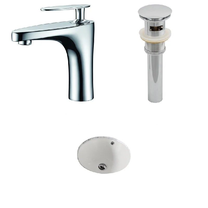 15.5-in. W x 15.5-in. D CUPC Round Undermount Sink Set In Biscuit With Single Hole CUPC Faucet And Drain