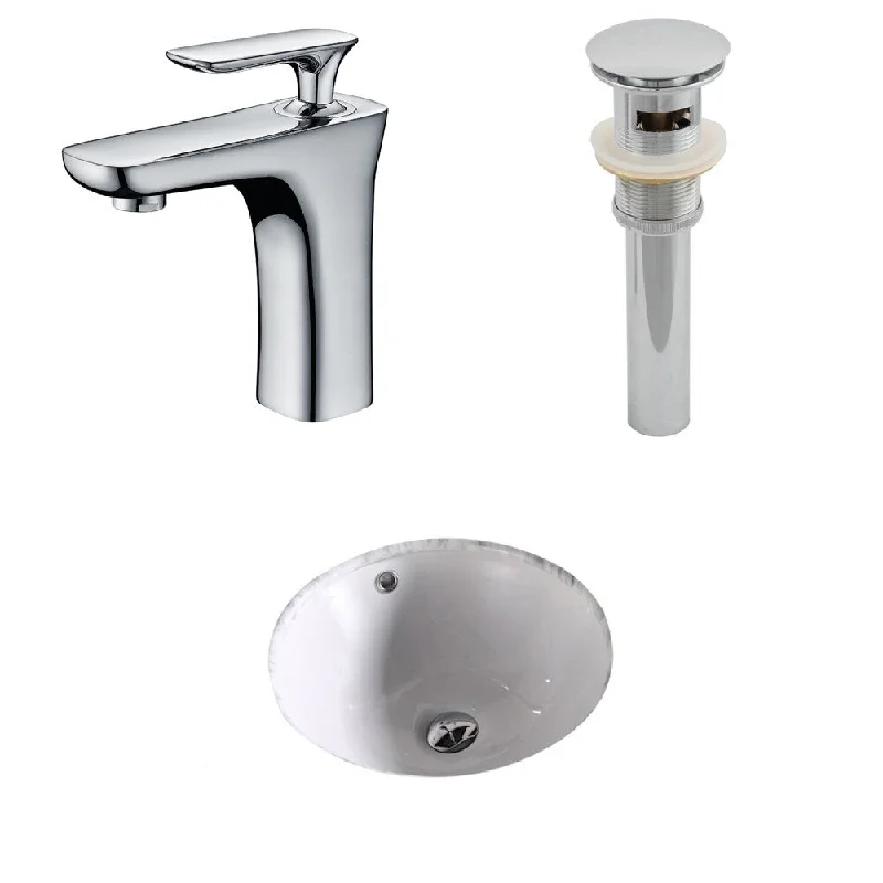 15.75-in. W x 15.75-in. D CUPC Round Undermount Sink Set In White With Single Hole CUPC Faucet And Drain