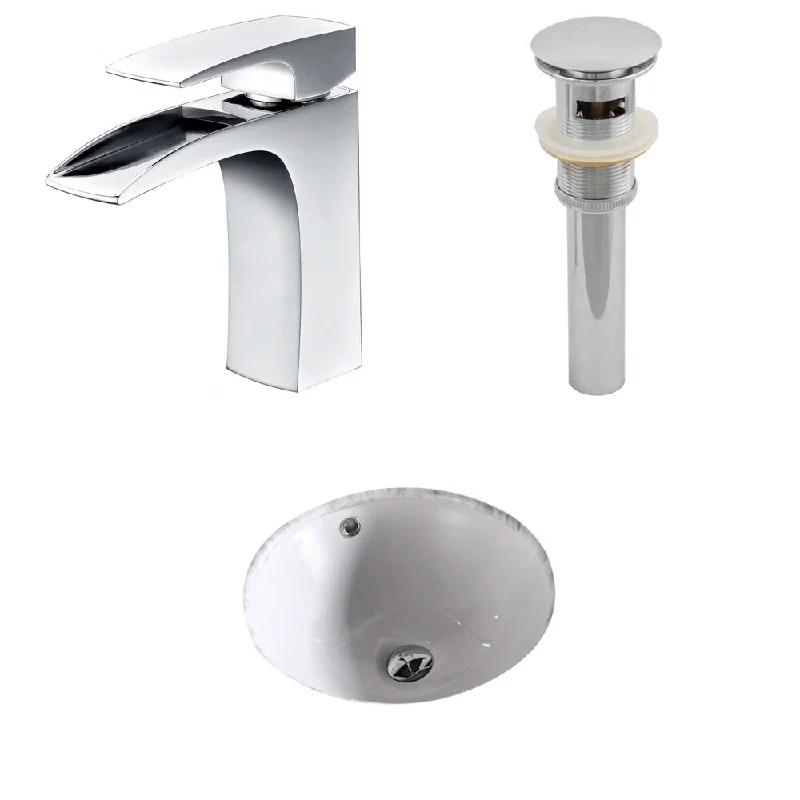 15.75-in. W x 15.75-in. D CUPC Round Undermount Sink Set In White With Single Hole CUPC Faucet And Drain