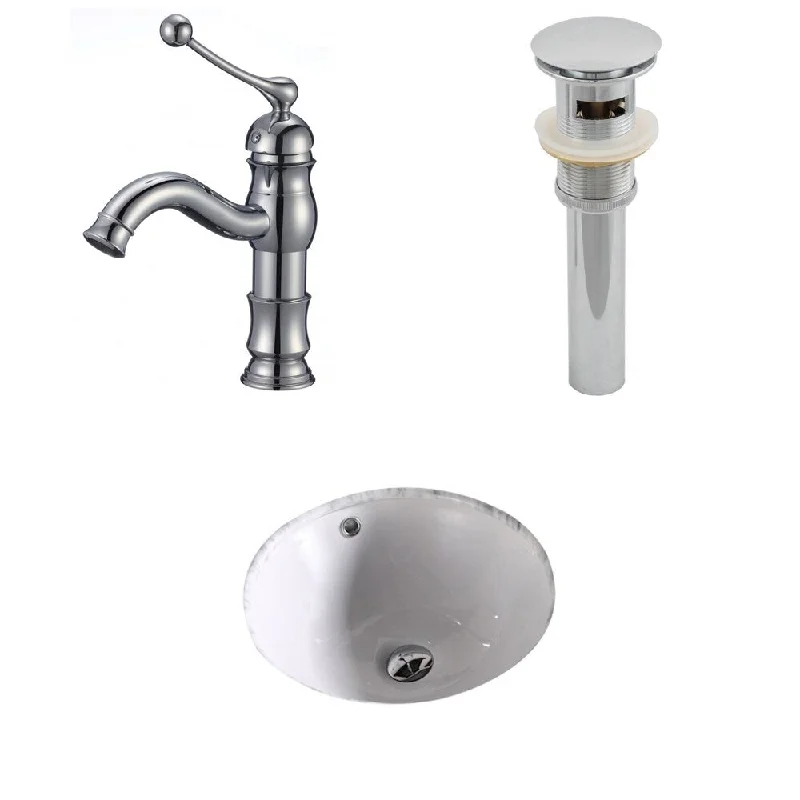 15.75-in. W x 15.75-in. D CUPC Round Undermount Sink Set In White With Single Hole CUPC Faucet And Drain