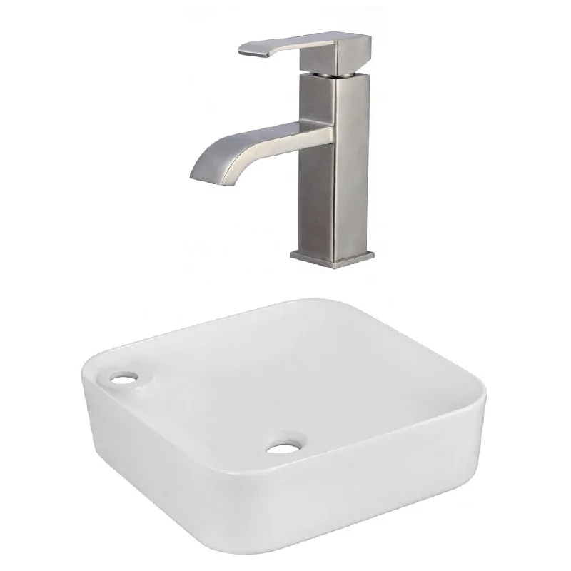 17-in. W Above Counter White Vessel Set For 1 Hole Left Faucet - Faucet Included