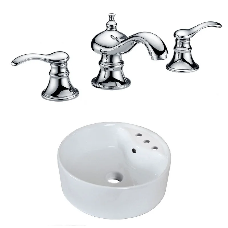 18.25-in. W Above Counter White Vessel Set For 3H8-in. Center Faucet - Faucet Included