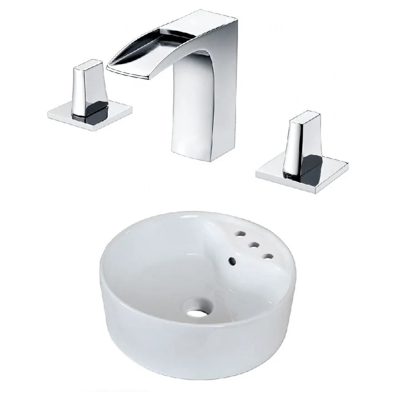 18.25-in. W Above Counter White Vessel Set For 3H8-in. Center Faucet - Faucet Included