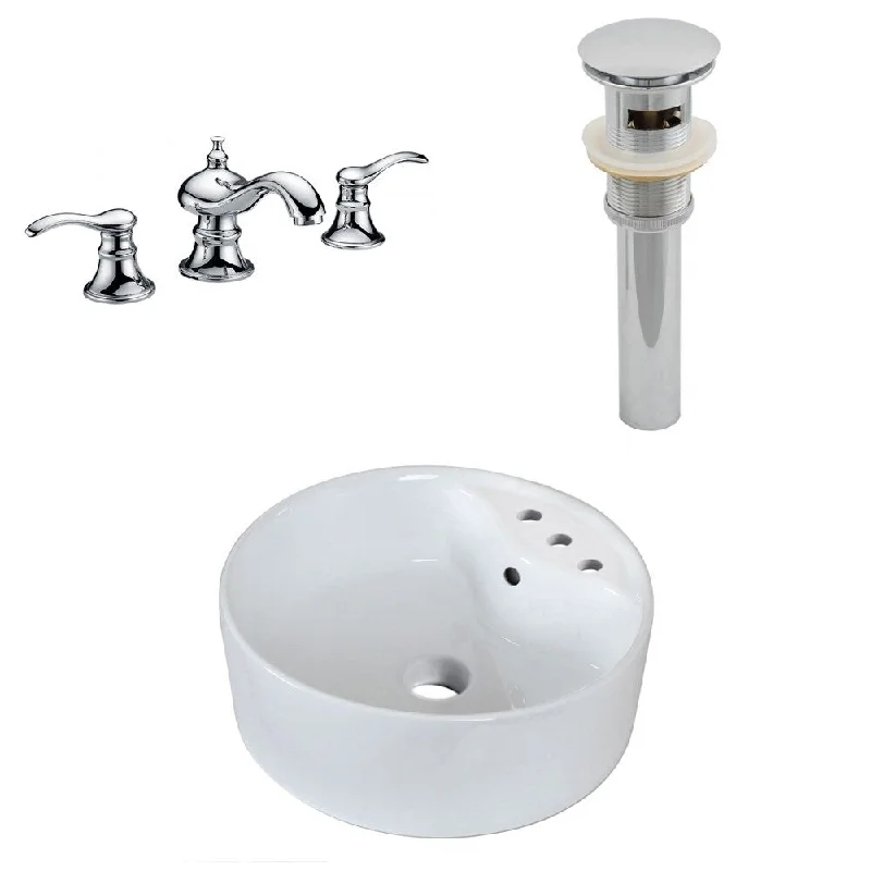 18.25-in. W Above Counter White Vessel Set For 3H8-in. Center Faucet - Faucet Included