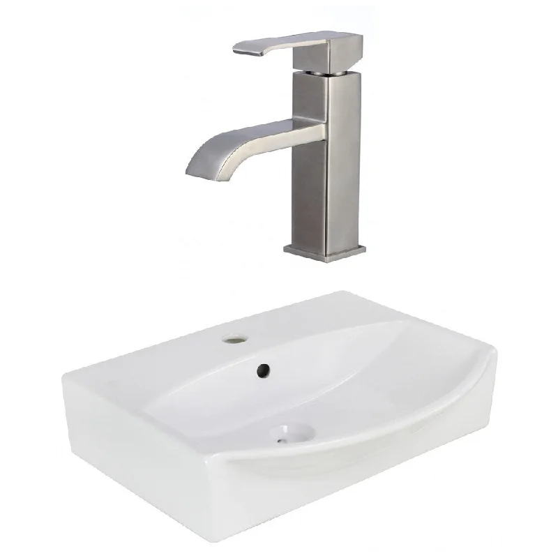 19.5-in. W Above Counter White Vessel Set For 1 Hole Center Faucet - Faucet Included