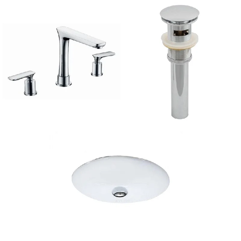 19.5-in. W x 16.25-in. D CUPC Oval Undermount Sink Set In White With 8-in. o.c. CUPC Faucet And Drain