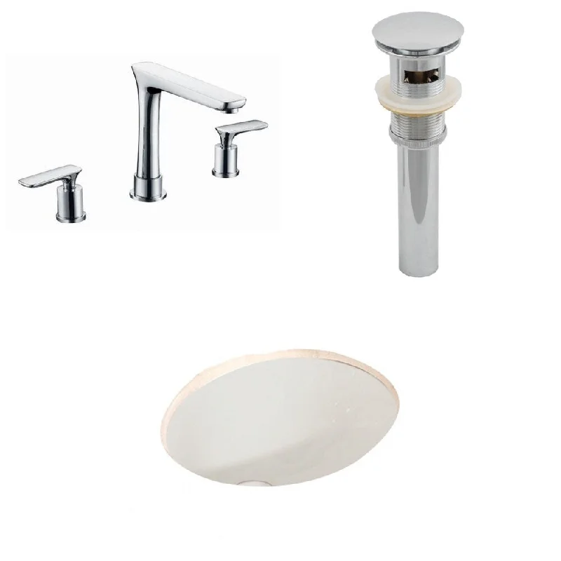 19.75-in. W x 15.75-in. D CUPC Oval Undermount Sink Set In Biscuit With 8-in. o.c. CUPC Faucet And Drain