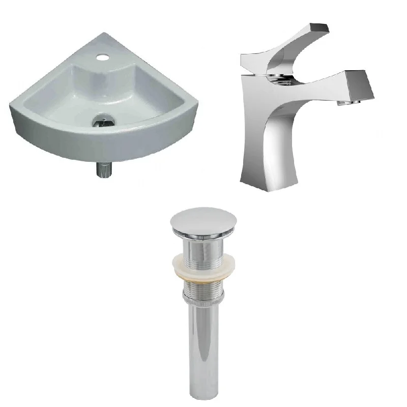 19-in. W x 19-in. D Unique Vessel Set In White Color With Single Hole CUPC Faucet And Drain