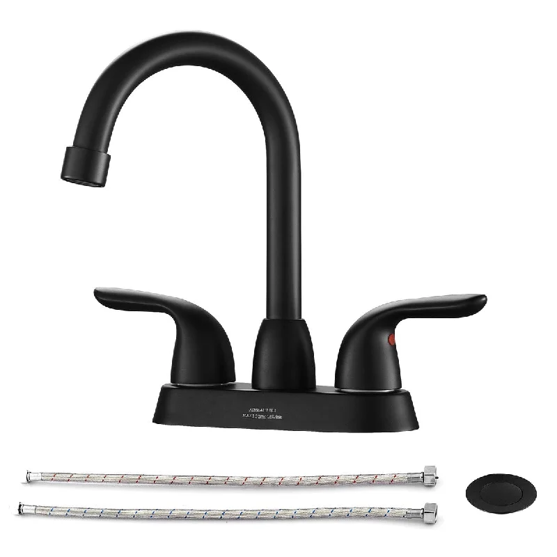 2 Handle Lavatory Bathroom Sink Faucet Set with Pop-up Drain and Water Hoses