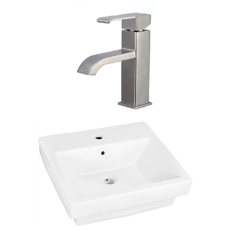 20.5-in. W Above Counter White Vessel Set For 1 Hole Center Faucet - Faucet Included