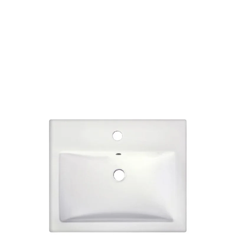 20.75-in. W Semi-Recessed White Vessel Set For 1 Hole Center Faucet - Faucet Included