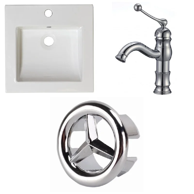 21.5-in. W 1 Hole Ceramic Top Set In White Color - CUPC Faucet Incl.