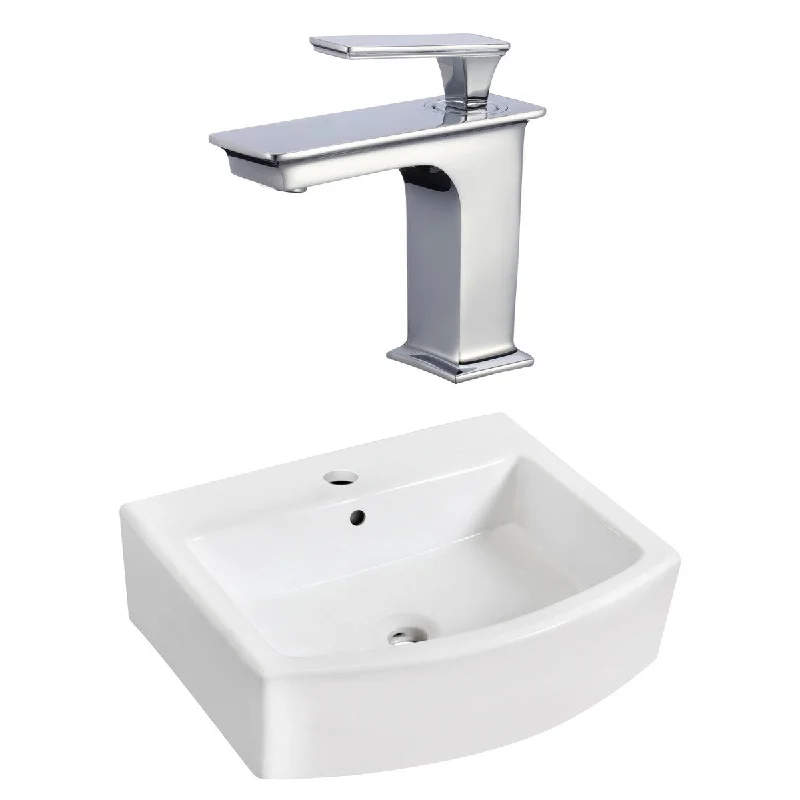 22.25-in. W Above Counter White Vessel Set For 1 Hole Center Faucet - Faucet Included