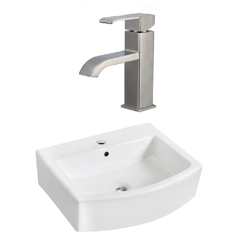 22.25-in. W Above Counter White Vessel Set For 1 Hole Center Faucet - Faucet Included