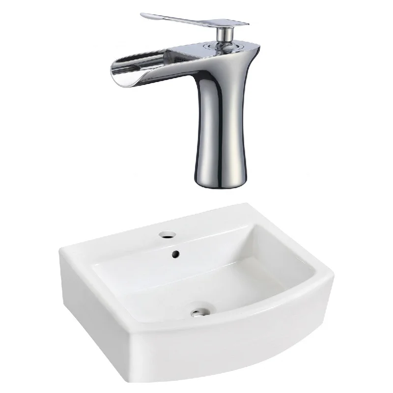 22.25-in. W Above Counter White Vessel Set For 1 Hole Center Faucet - Faucet Included