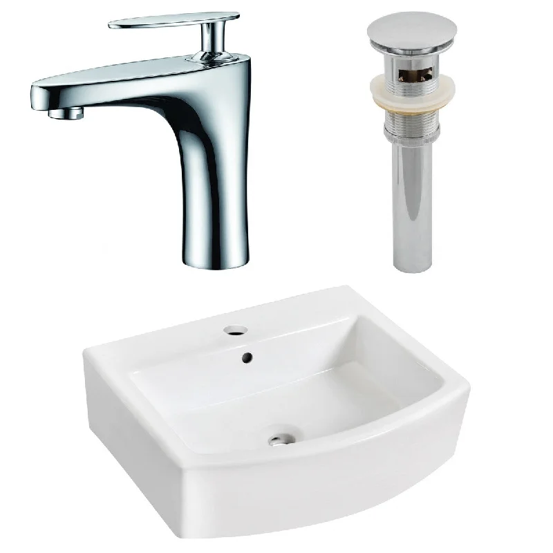 22.25-in. W Above Counter White Vessel Set For 1 Hole Center Faucet - Faucet Included