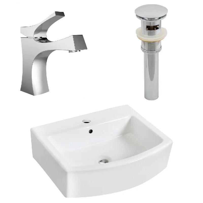 22.25-in. W Above Counter White Vessel Set For 1 Hole Center Faucet - Faucet Included