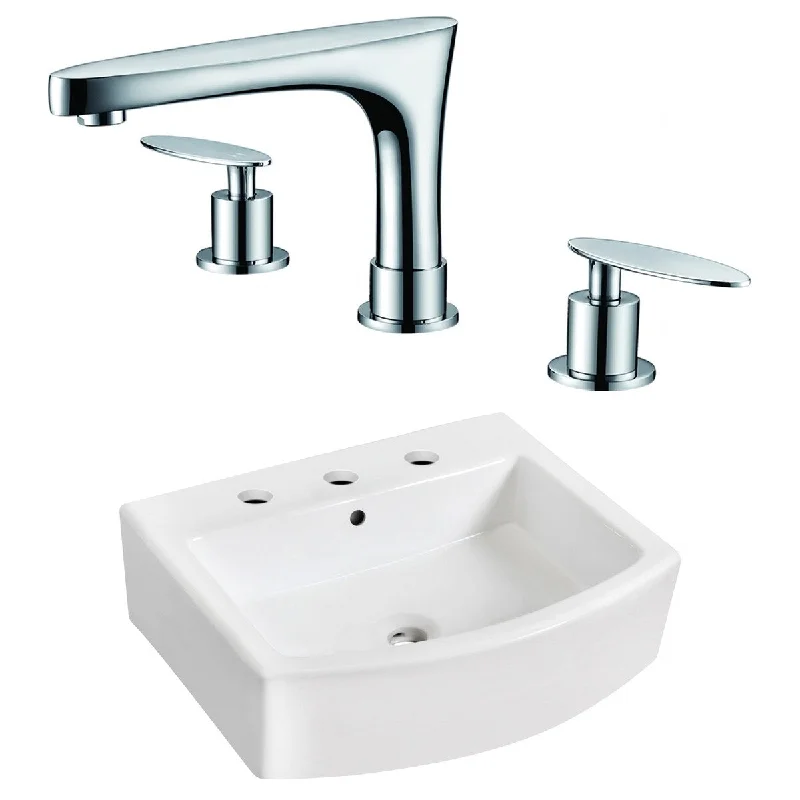 22.25-in. W Above Counter White Vessel Set For 3H8-in. Center Faucet - Faucet Included