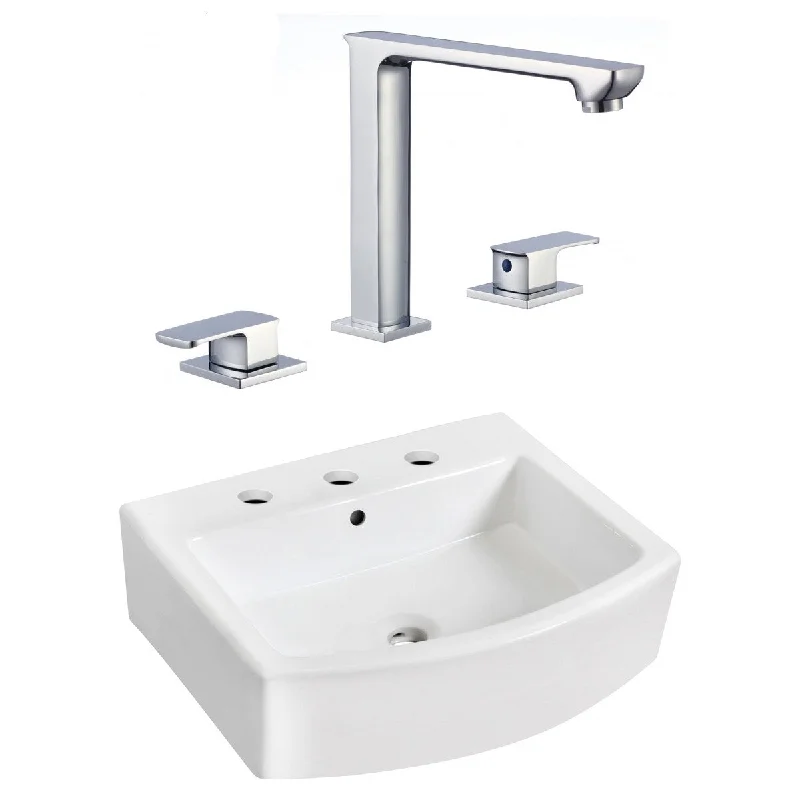 22.25-in. W Above Counter White Vessel Set For 3H8-in. Center Faucet - Faucet Included