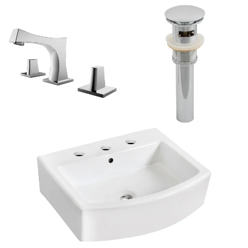 22.25-in. W Above Counter White Vessel Set For 3H8-in. Center Faucet - Faucet Included