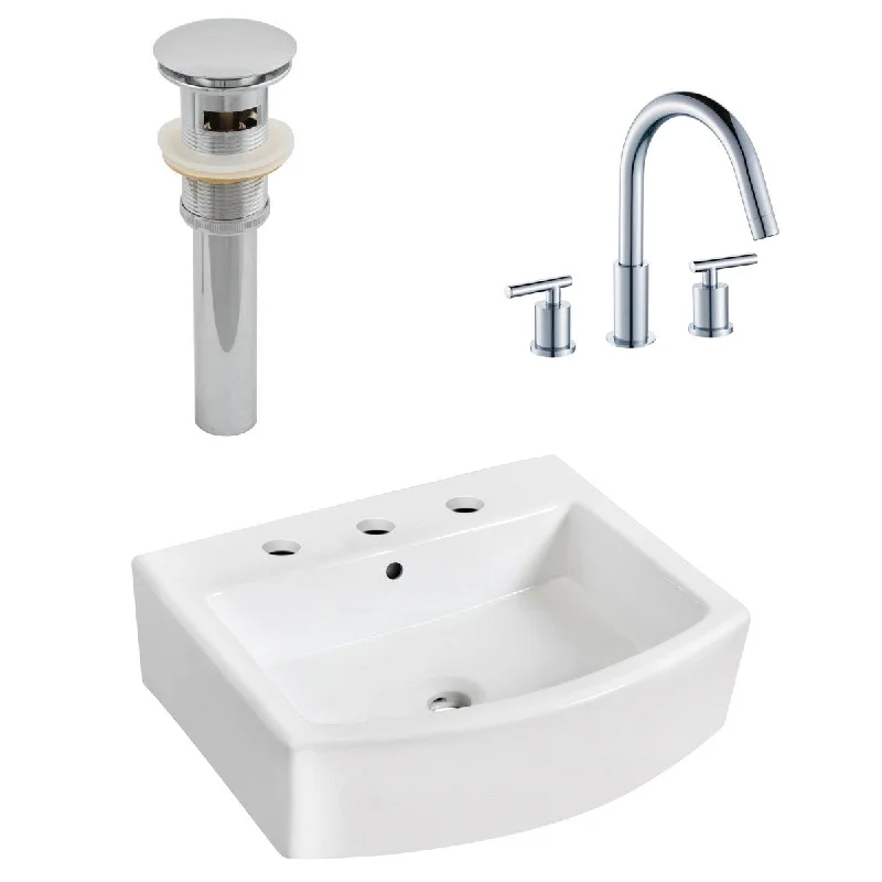 22.25-in. W Above Counter White Vessel Set For 3H8-in. Center Faucet - Faucet Included