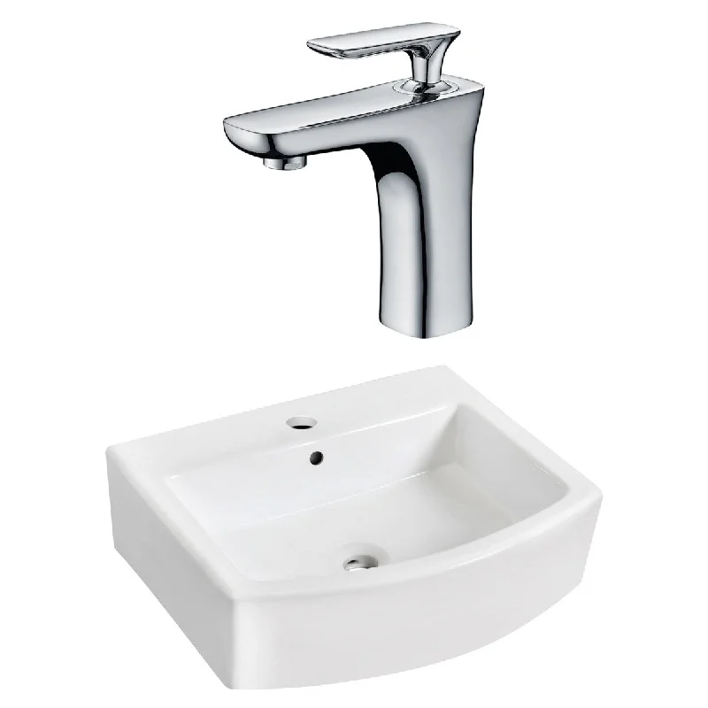 22.25-in. W Wall Mount White Vessel Set For 1 Hole Center Faucet - Faucet Included