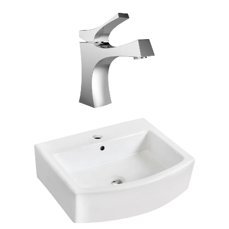 22.25-in. W Wall Mount White Vessel Set For 1 Hole Center Faucet - Faucet Included