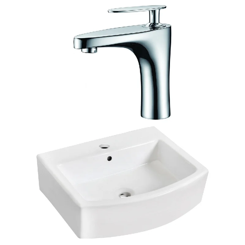 22.25-in. W Wall Mount White Vessel Set For 1 Hole Center Faucet - Faucet Included