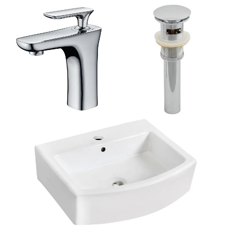 22.25-in. W Wall Mount White Vessel Set For 1 Hole Center Faucet - Faucet Included