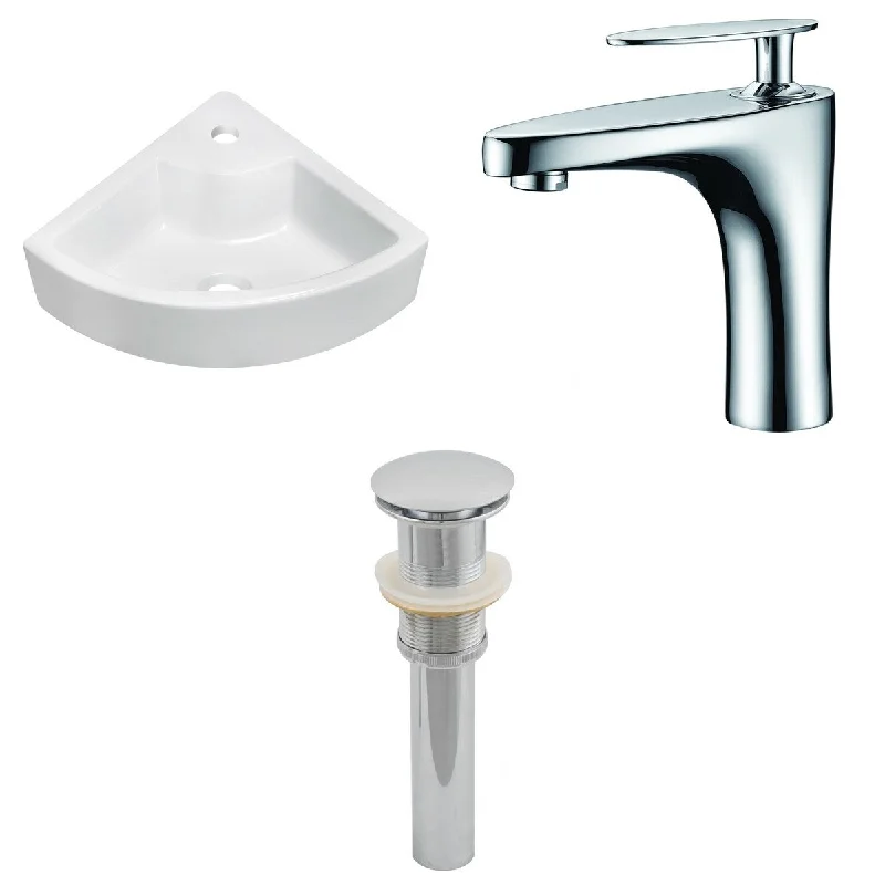 26.25-in. W Wall Mount White Vessel Set For 1 Hole Center Faucet - Faucet Included