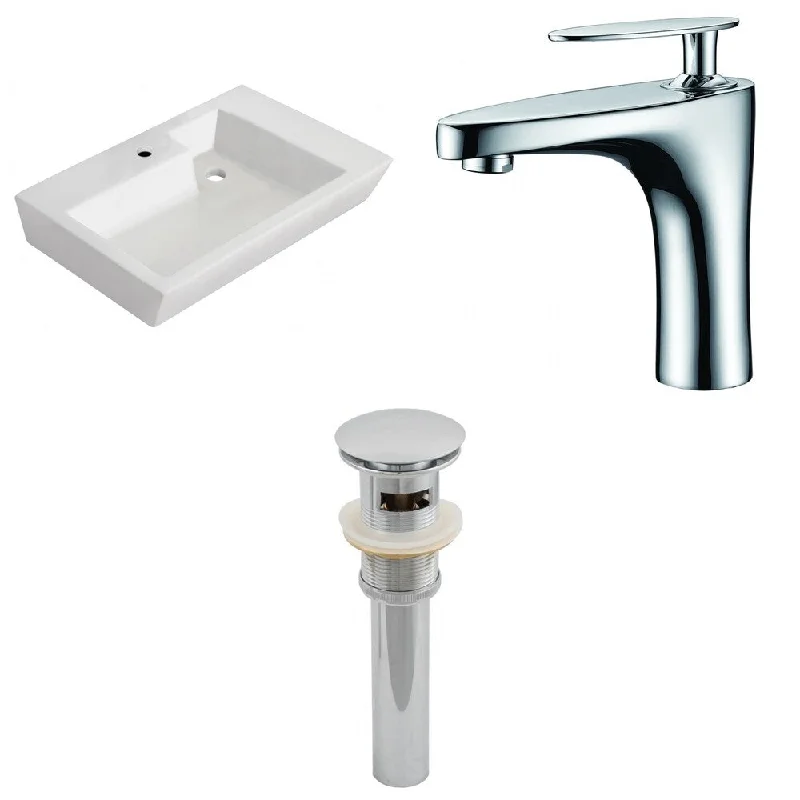 26-in. W Wall Mount White Vessel Set For 1 Hole Center Faucet - Faucet Included