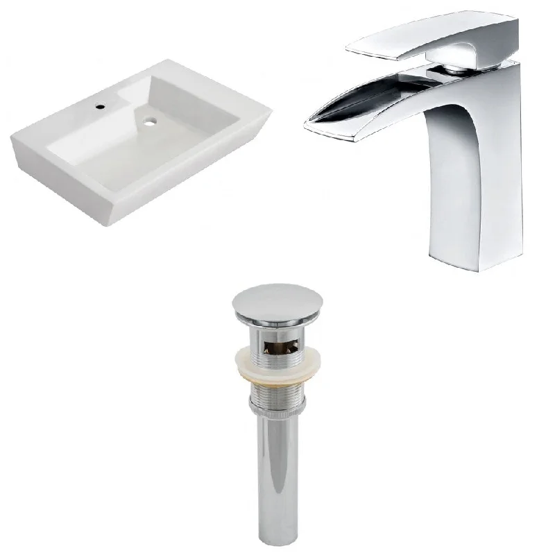 26-in. W Wall Mount White Vessel Set For 1 Hole Center Faucet - Faucet Included