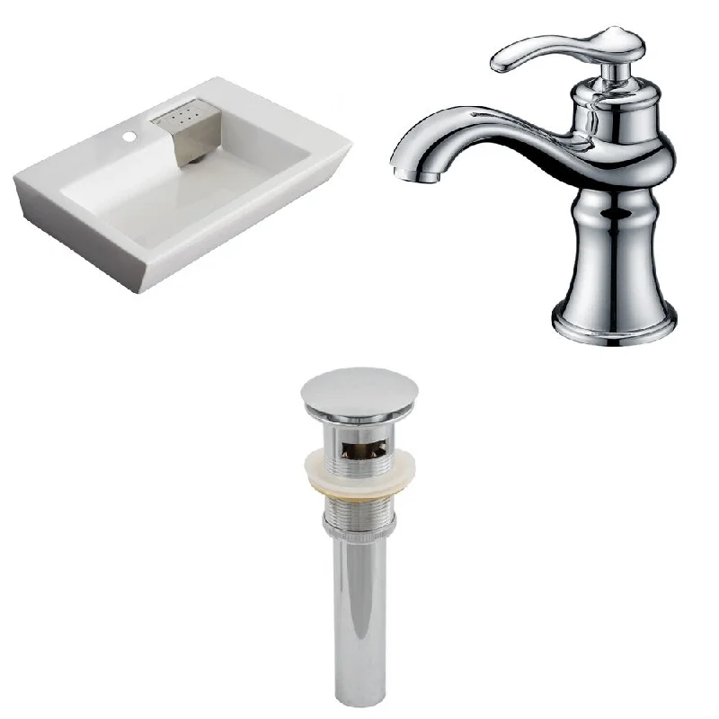 26-in. W x 18-in. D Rectangle Vessel Set In White Color With Single Hole CUPC Faucet And Drain