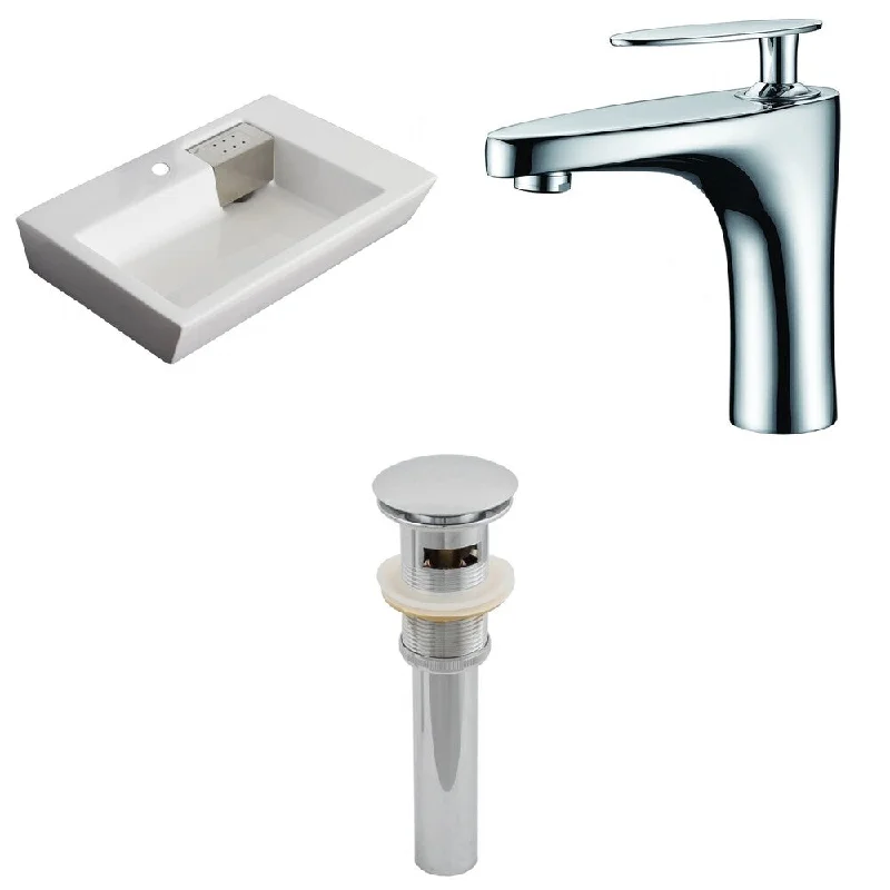 26-in. W x 18-in. D Rectangle Vessel Set In White Color With Single Hole CUPC Faucet And Drain