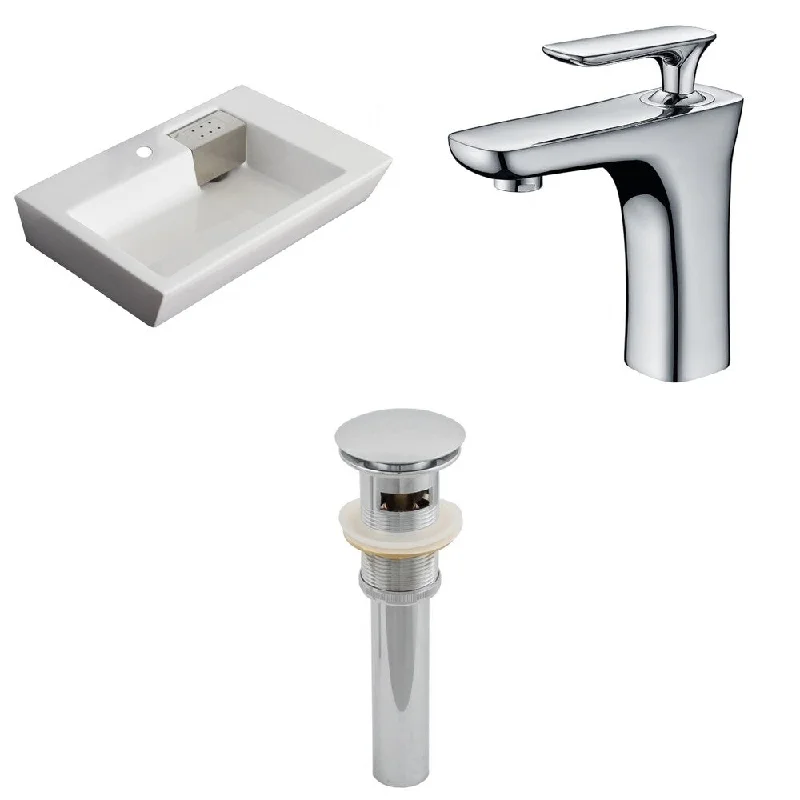 26-in. W x 18-in. D Rectangle Vessel Set In White Color With Single Hole CUPC Faucet And Drain