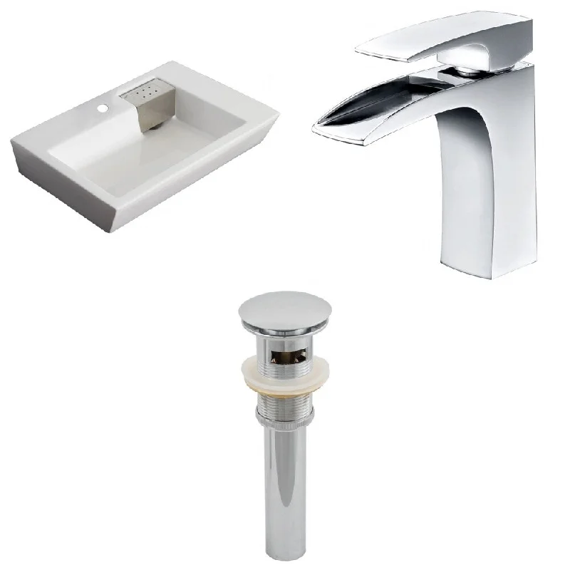 26-in. W x 18-in. D Rectangle Vessel Set In White Color With Single Hole CUPC Faucet And Drain