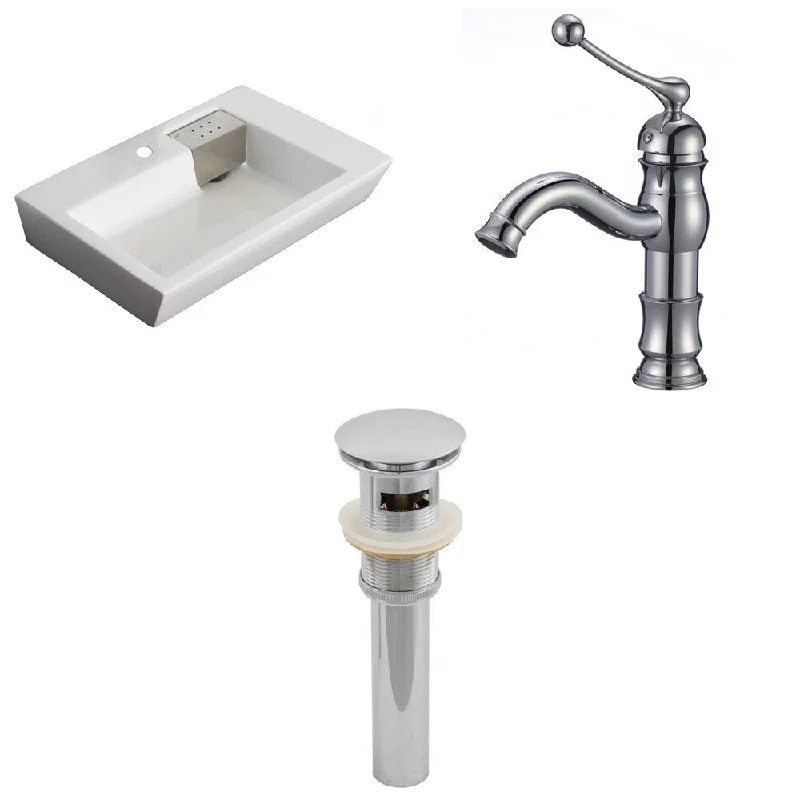 26-in. W x 18-in. D Rectangle Vessel Set In White Color With Single Hole CUPC Faucet And Drain