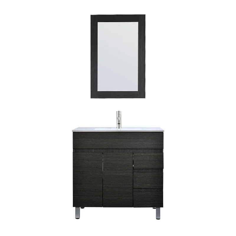 32 INCH Black Wood Bathroom Vanity Set with Faucet and Mirror