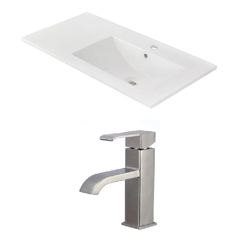 35.5-in. W 1 Hole Ceramic Top Set In White Color - CUPC Faucet Incl.