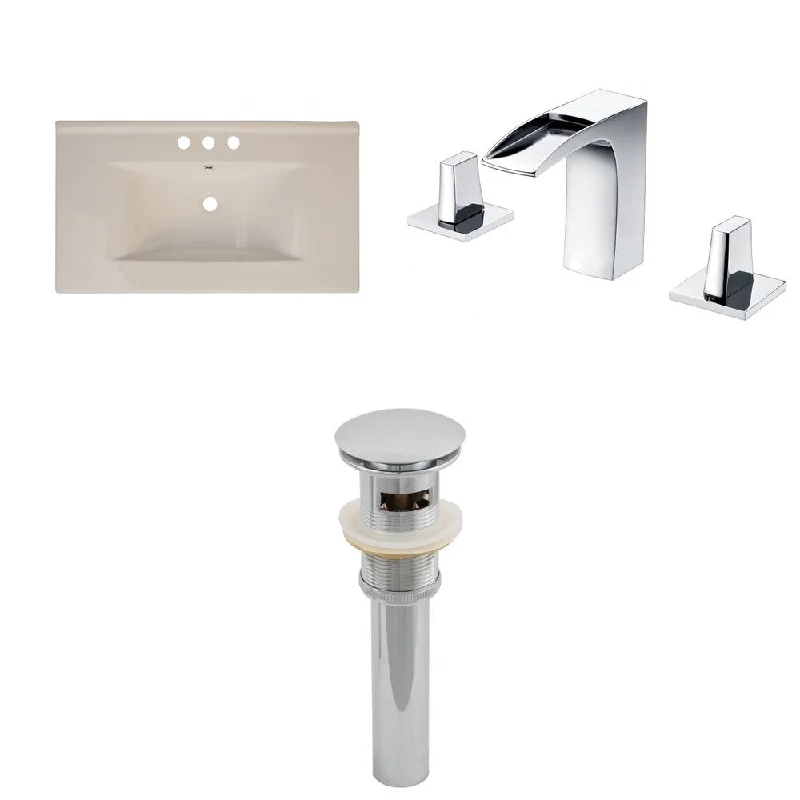 36-in. W x 20-in. D Ceramic Top Set In Biscuit Color With 8-in. o.c. CUPC Faucet And Drain