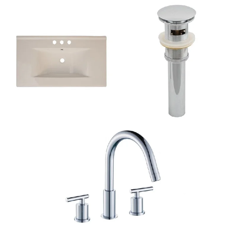 36-in. W x 20-in. D Ceramic Top Set In Biscuit Color With 8-in. o.c. CUPC Faucet And Drain