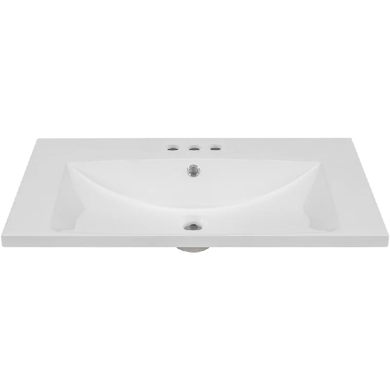 36" Single Bathroom Vanity Top White Basin 3-Faucet Holes