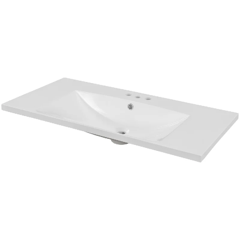 36" Single Bathroom Vanity Top with White Basin, 3-Faucet Holes