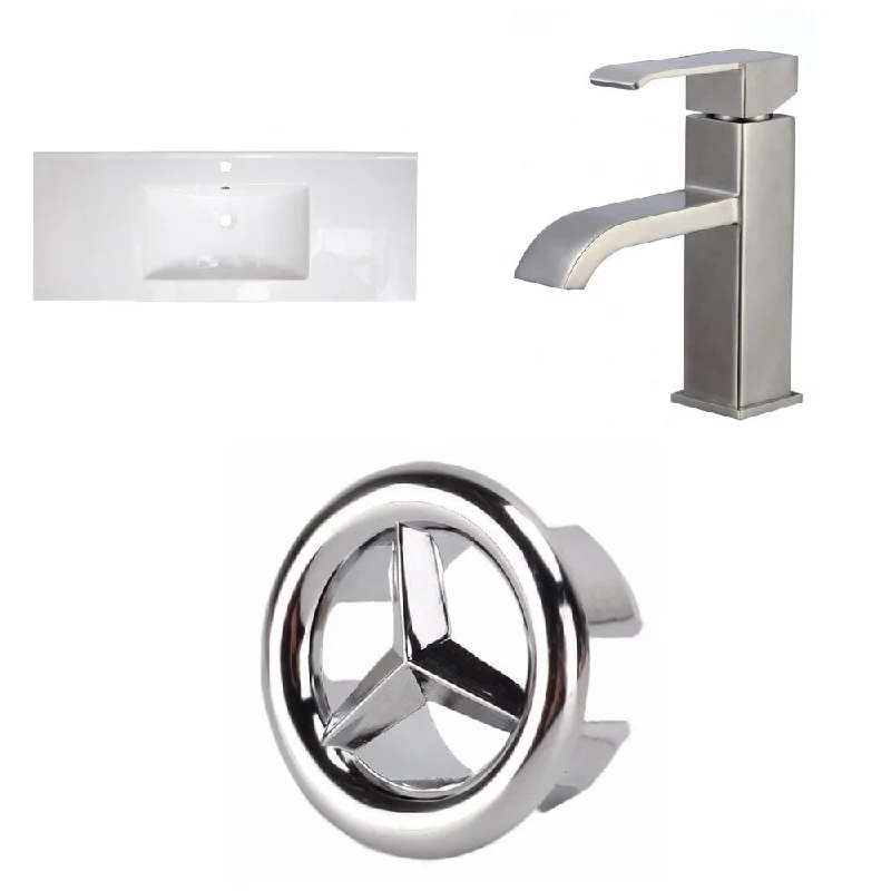 39.75-in. W 1 Hole Ceramic Top Set In White Color - CUPC Faucet Incl.