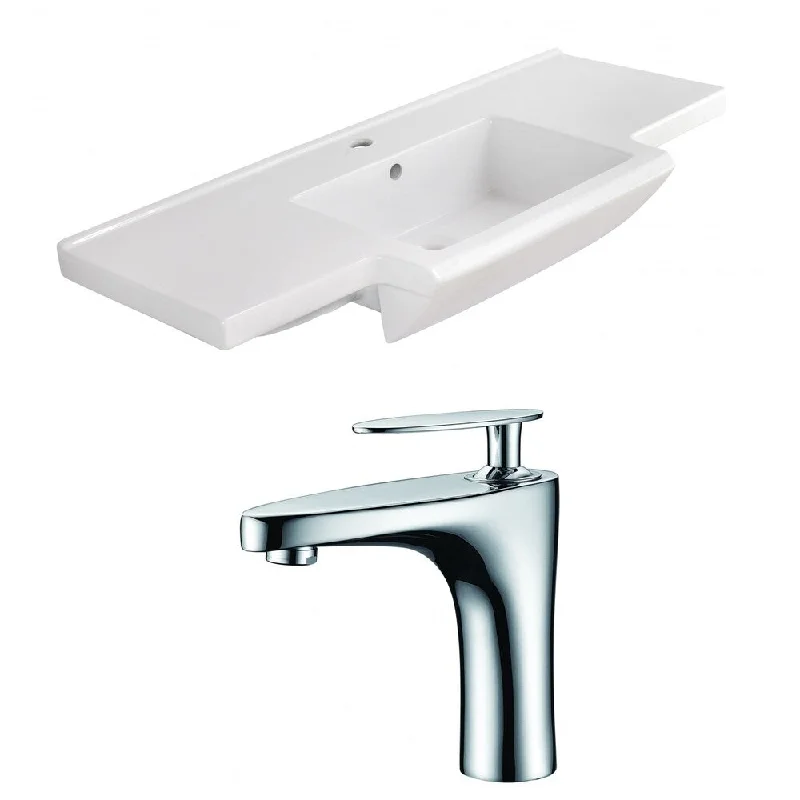 40-in. W 1 Hole Ceramic Top Set In White Color - CUPC Faucet Incl.