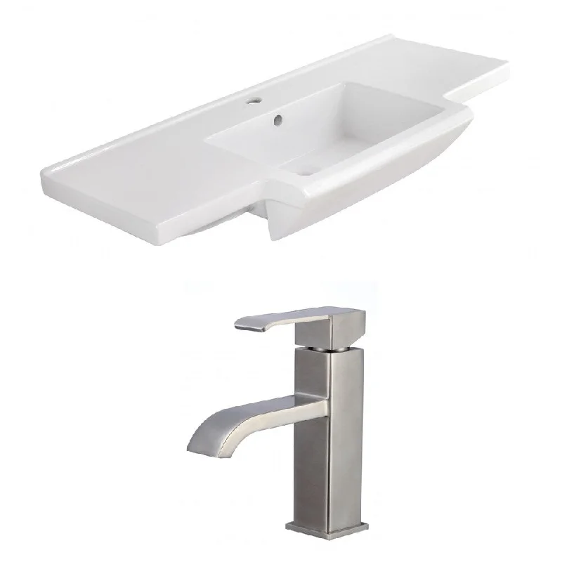 40-in. W 1 Hole Ceramic Top Set In White Color - CUPC Faucet Incl.