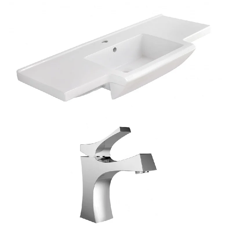 40-in. W 1 Hole Ceramic Top Set In White Color - CUPC Faucet Incl.