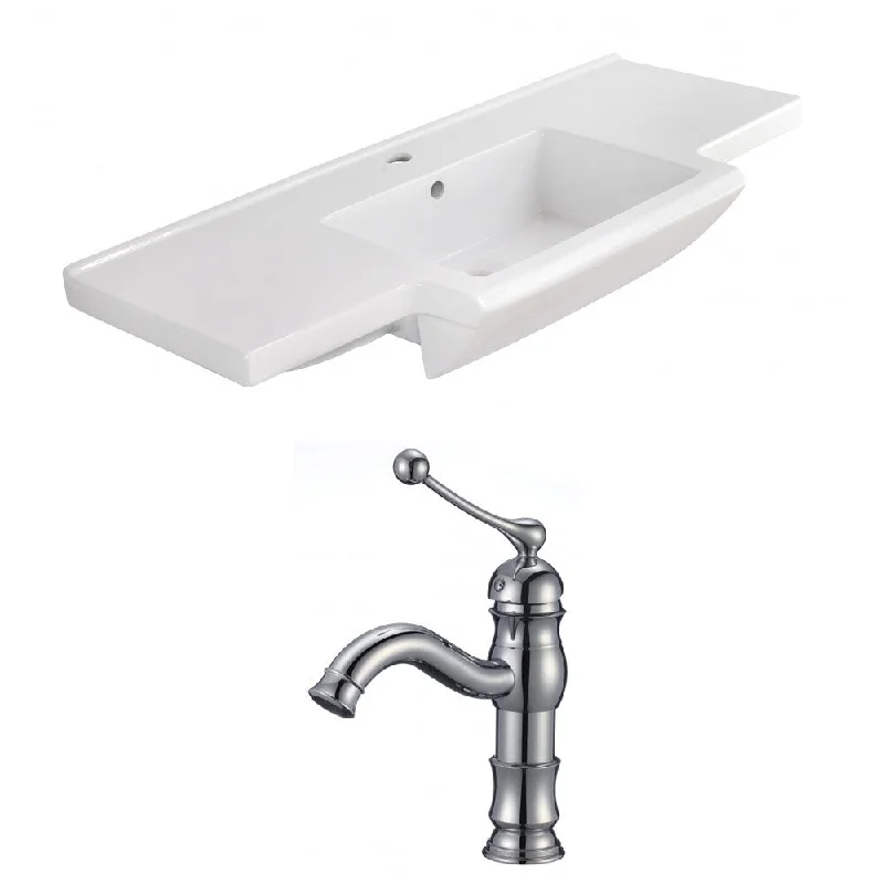 40-in. W 1 Hole Ceramic Top Set In White Color - CUPC Faucet Incl.